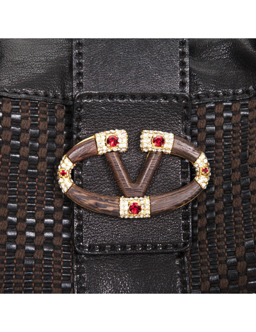 VALENTINO leather bag and braided cotton