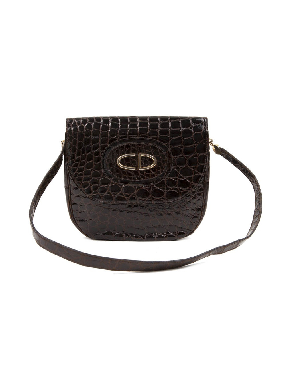 Vintage CHRISTIAN DIOR bag in brown crocodile leather
