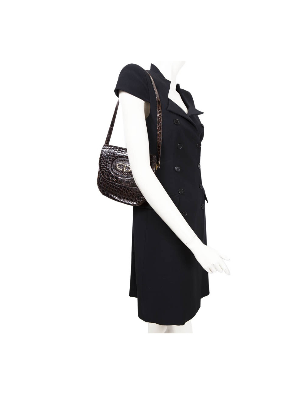 Vintage CHRISTIAN DIOR bag in brown crocodile leather