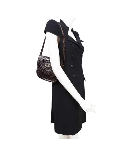 Sac CRHISTIAN DIOR Vintage crocodile marron
