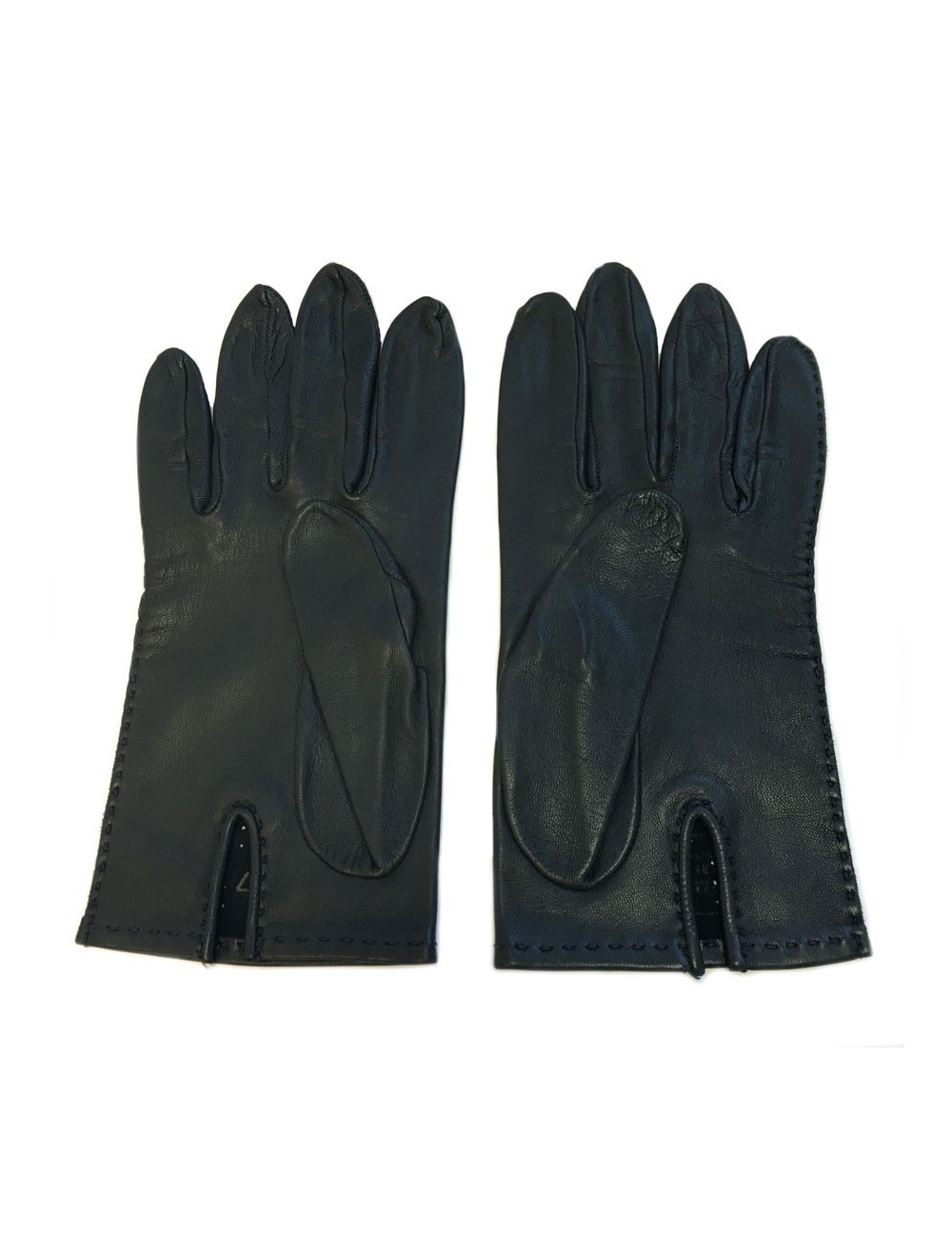 Gants HERMES en cuir bleu foncé perforé