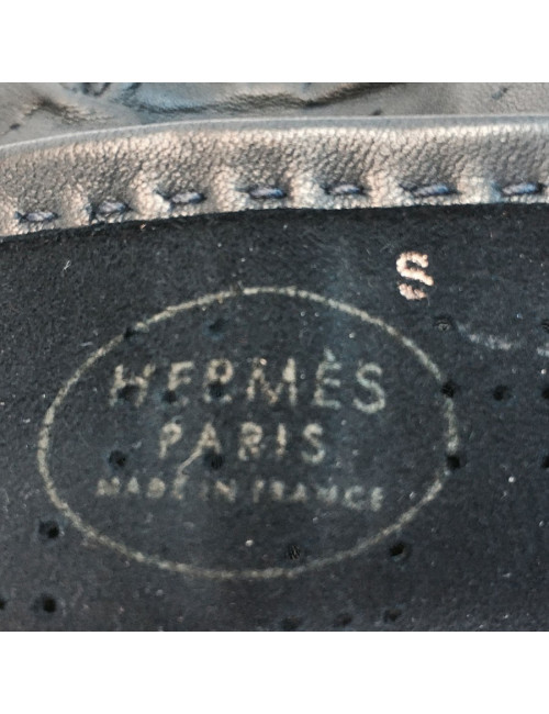 Gants HERMES en cuir bleu foncé perforé