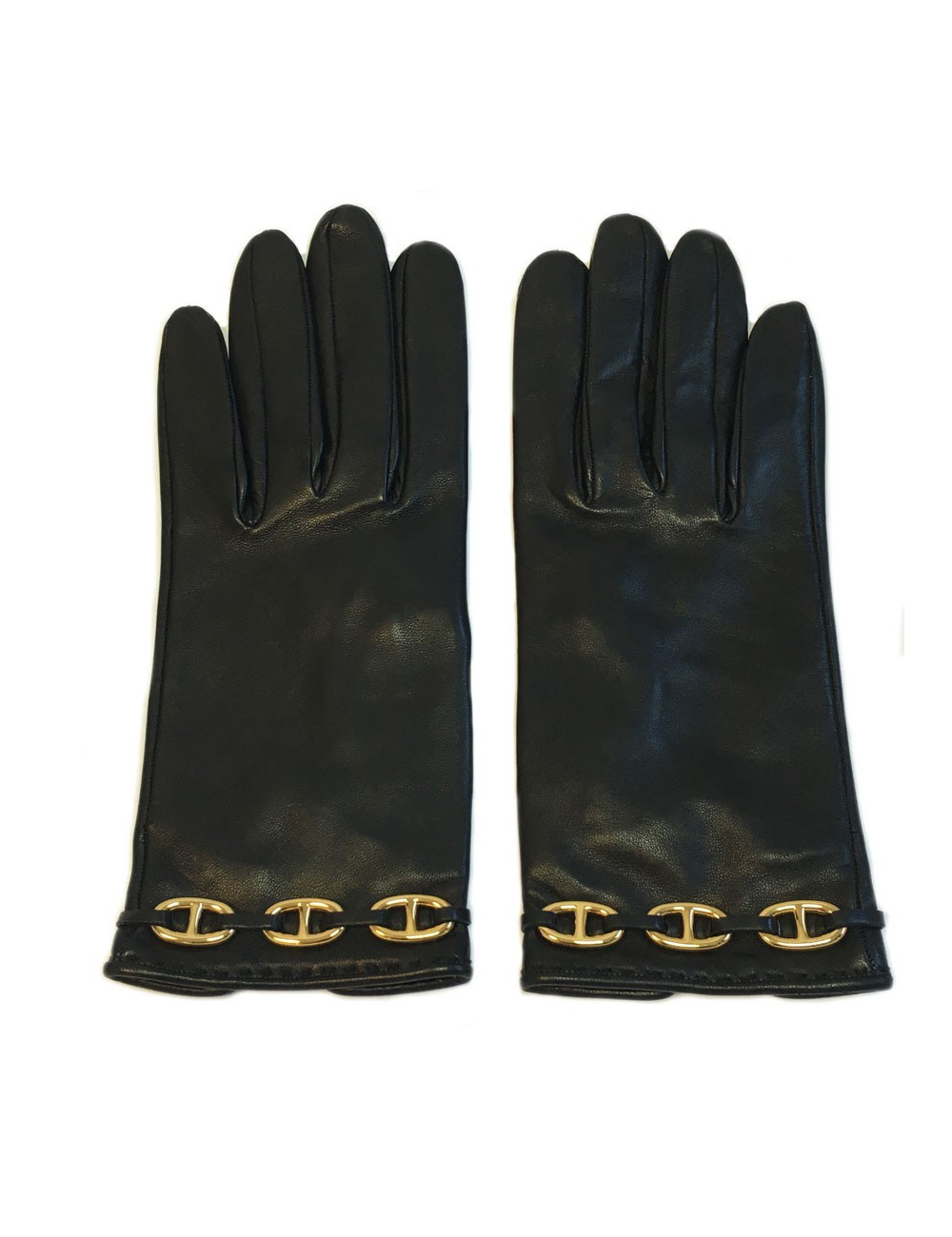 Gants HERMES en cuir d'agneau noir 