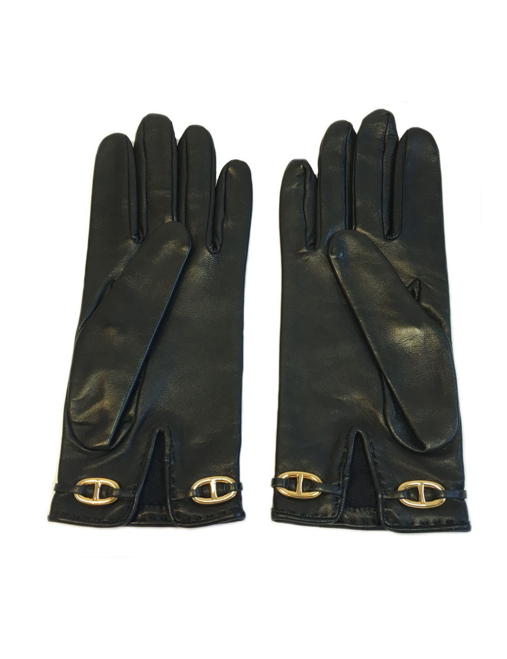 Gants HERMES en cuir d'agneau noir 
