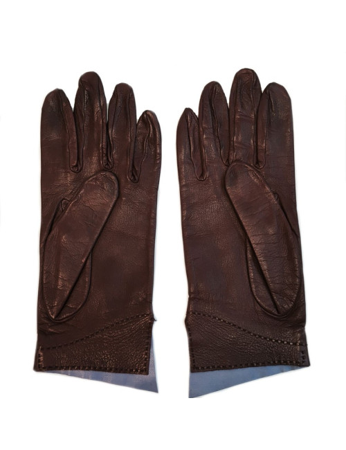HERMES burgundy lambskin gloves