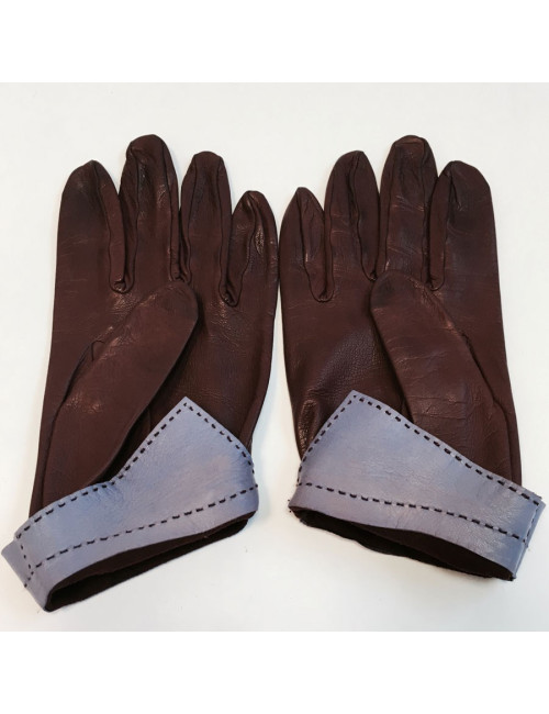HERMES burgundy lambskin gloves