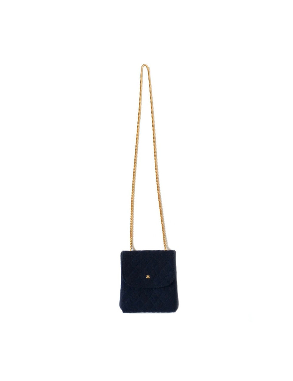 Mini sac-collier CHANEL en jersey bleu