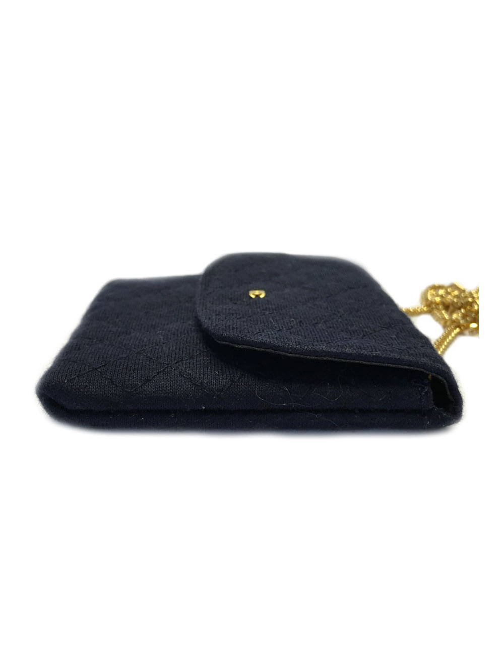 Mini sac-collier CHANEL en jersey bleu