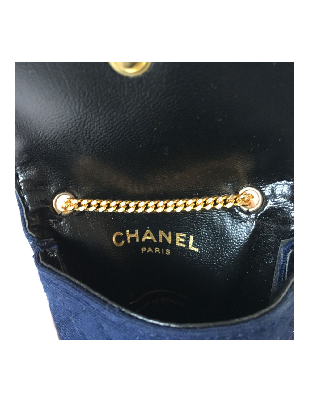 Mini bag-necklace CHANEL blue jersey