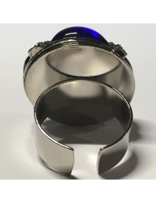 Ring CHANEL couture T53 in white rhinestones and blue resin night