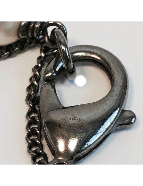 CHANEL black, white and gray pearls necklace