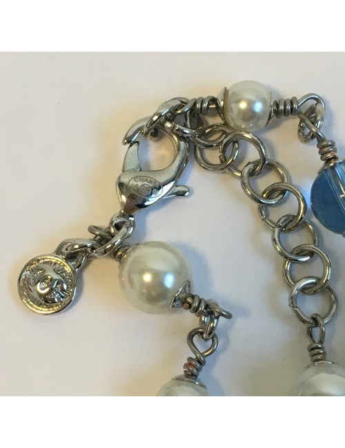 CHANEL necklace in multicolored pearls and CC