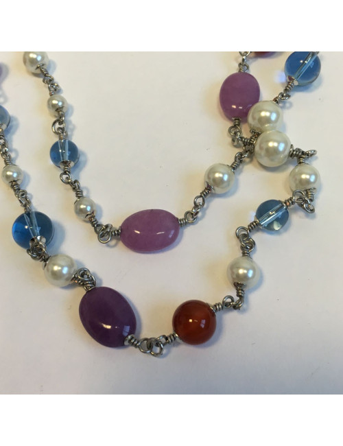 CHANEL necklace in multicolored pearls and CC