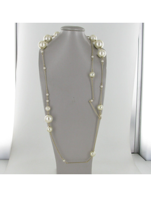 Sautoir perles blanches CHANEL