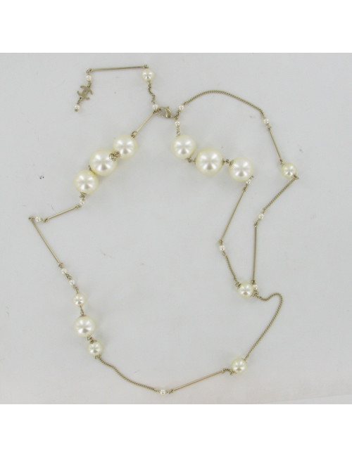 Sautoir perles blanches CHANEL