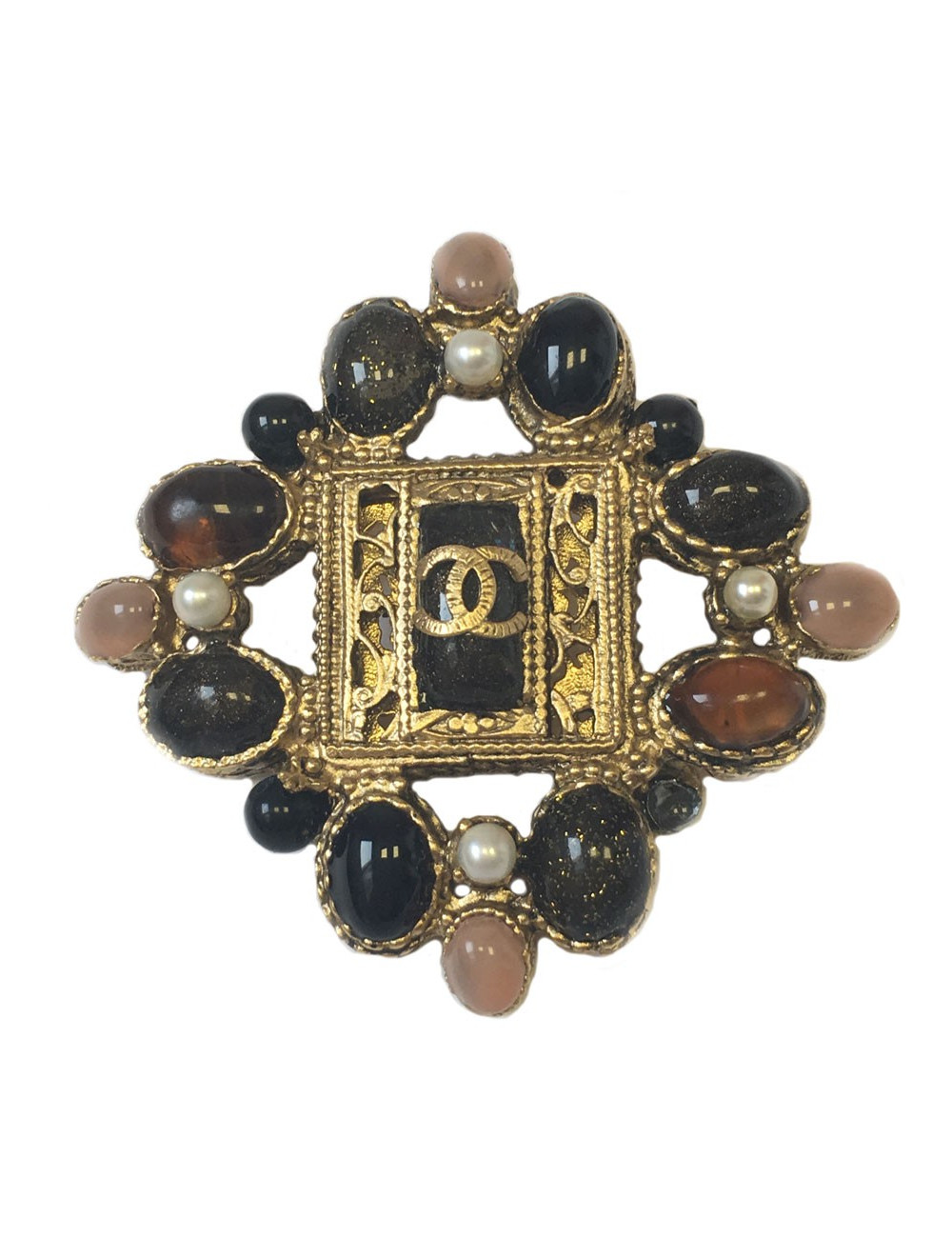 Watermark and glass CHANEL brooch