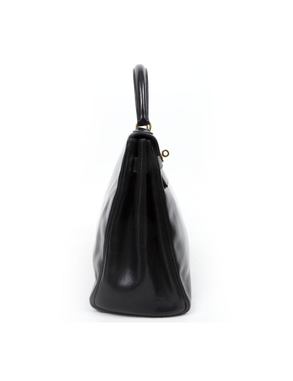 Sac kelly 28 HERMES cuir box noir Vintage