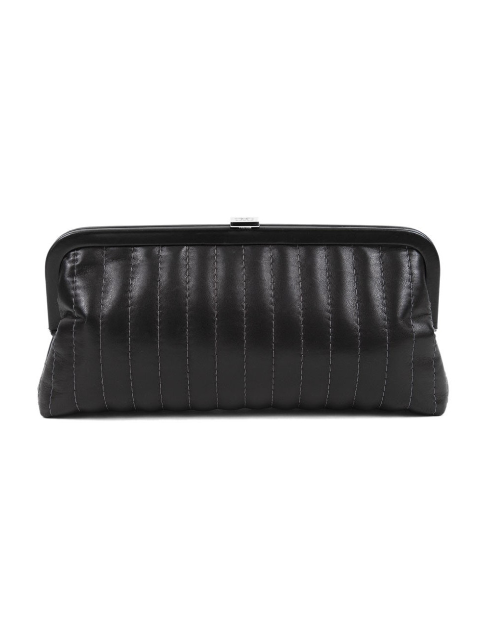 Pochette CHANEL cuir d'agneau lisse noir