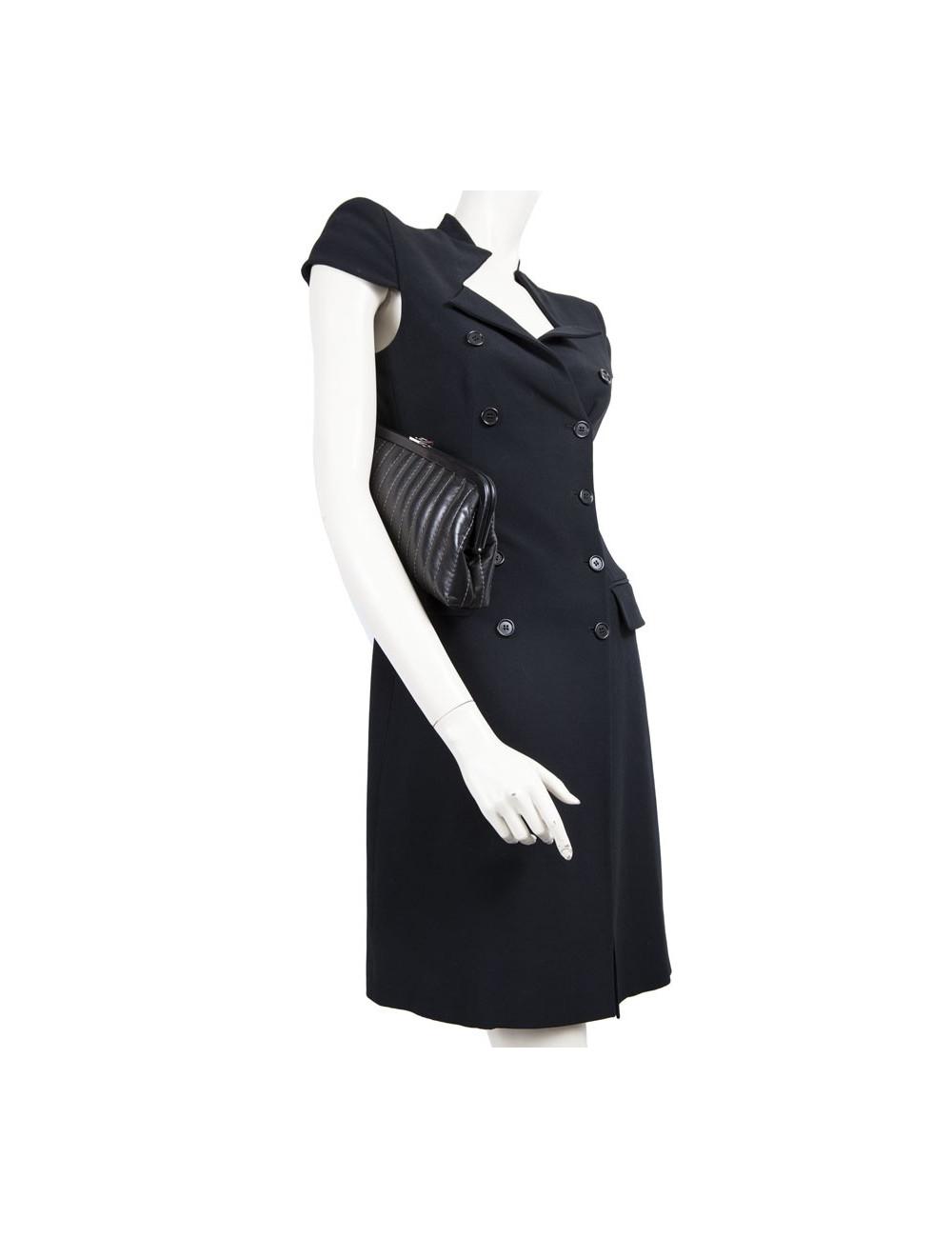 Pochette CHANEL cuir d'agneau lisse noir