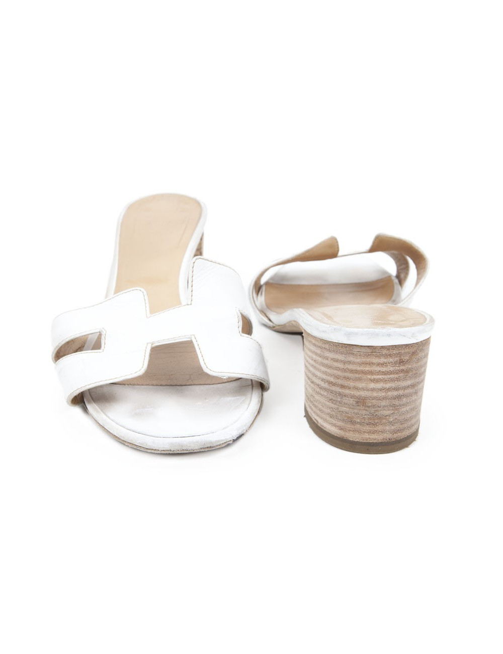Mules "Oran"  HERMES T39,5 cuir blanc