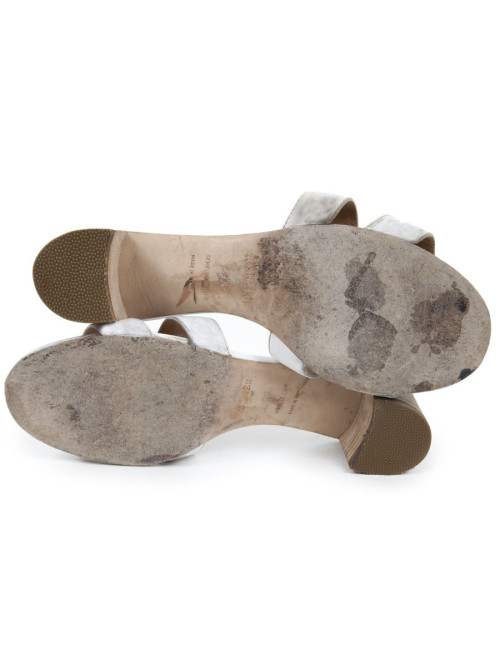 Mules "Oran"  HERMES T39,5 cuir blanc