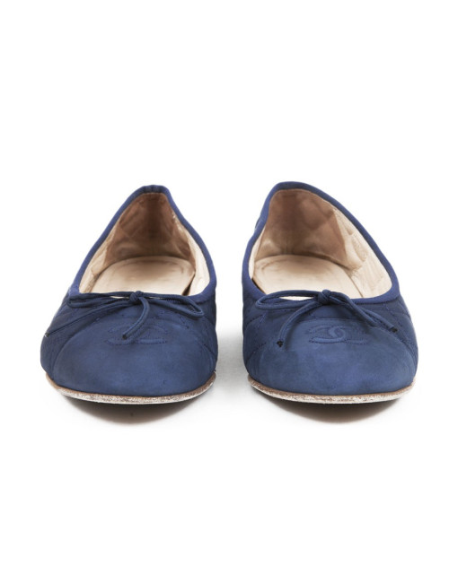 Ballerines CHANEL T39 cuir matelassé  bleu
