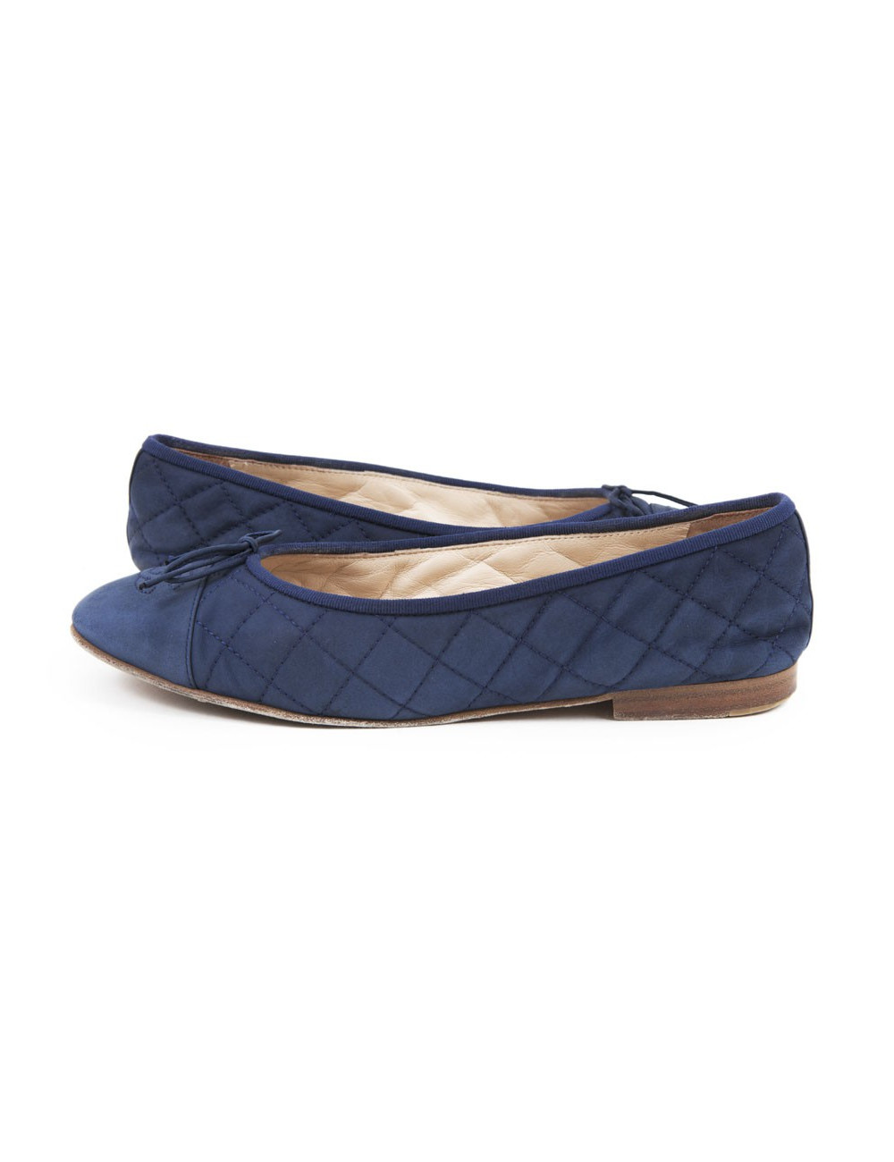CHANEL T39 blue padded nubuck leather ballerinas