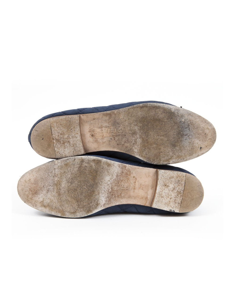 CHANEL T39 blue padded nubuck leather ballerinas