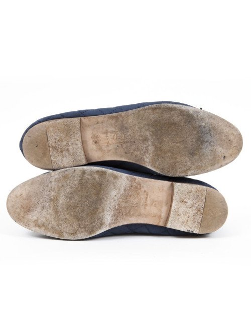 Ballerines CHANEL T39 cuir matelassé  bleu