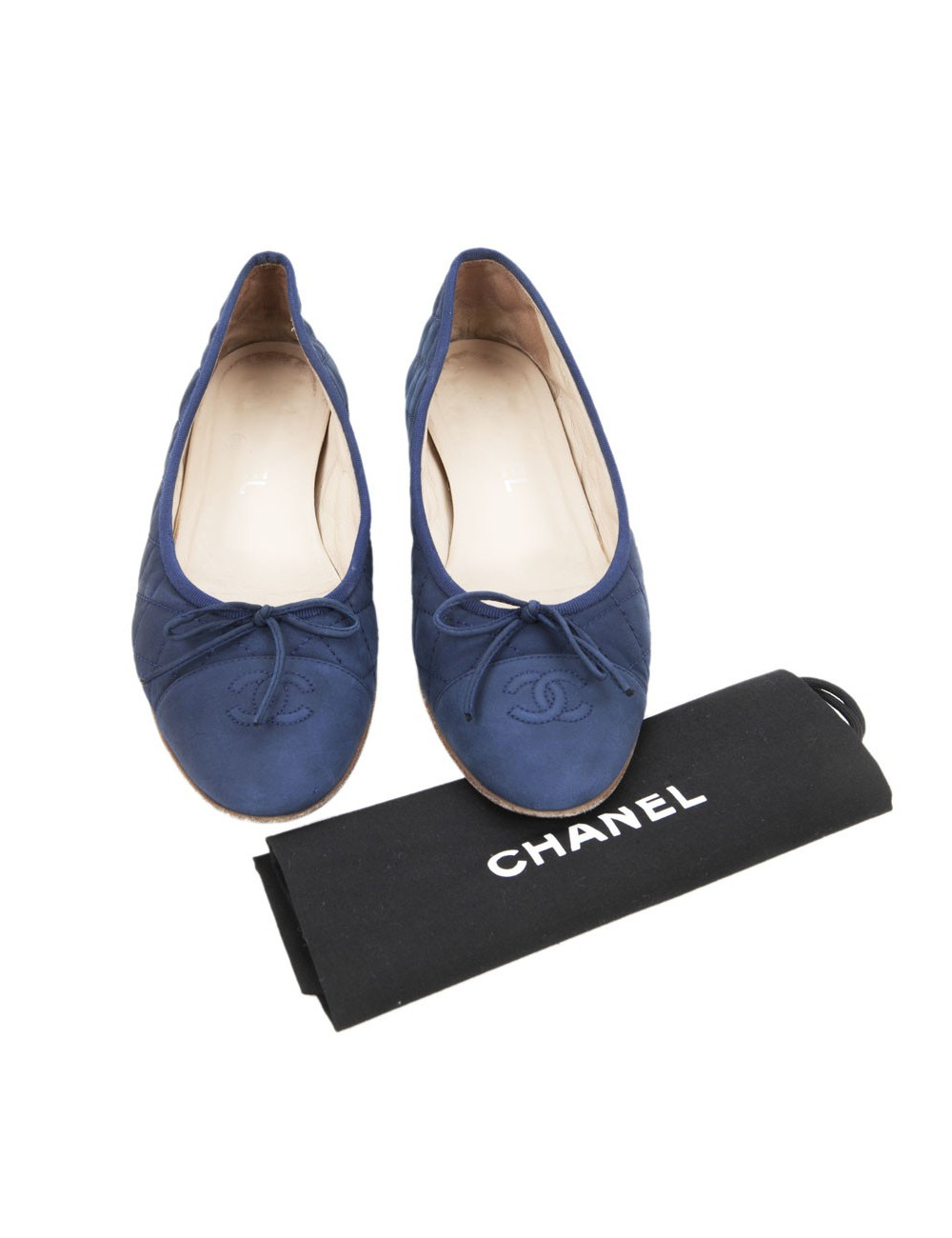 Ballerines CHANEL T39 cuir matelassé  bleu