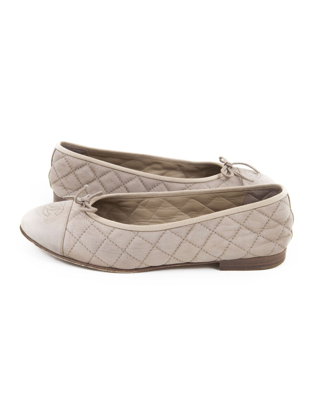 Ballet flats CHANEL T39.5 C beige nubuck leather