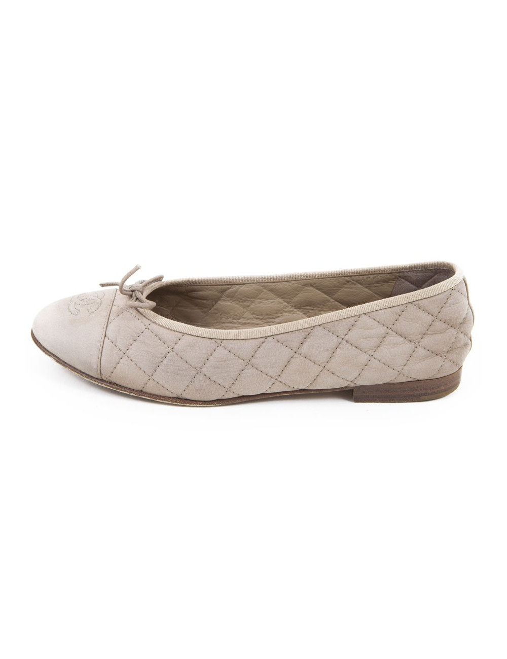 Ballet flats CHANEL T39.5 C beige nubuck leather