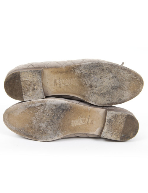 Ballet flats CHANEL T39.5 C beige nubuck leather
