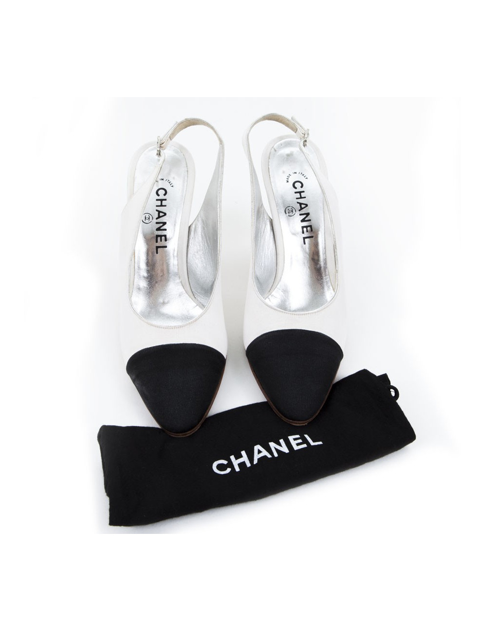 Sandals Couture CHANEL T9 two-tone satin silk