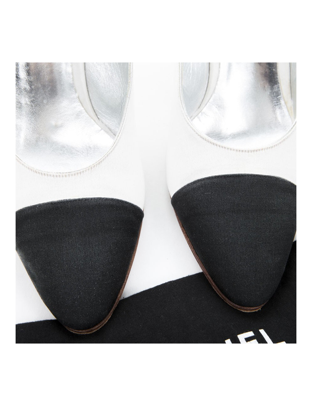 Sandales Couture CHANEL T9 bicolore satin de soie