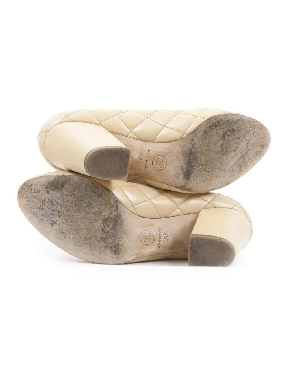 Escarpins CHANEL T39,5 cuir matelassé beige