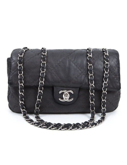 Sac CHANEL cuir gris
