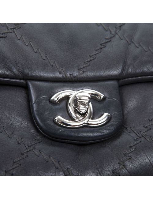 Slate gray CHANEL quilted leather bag