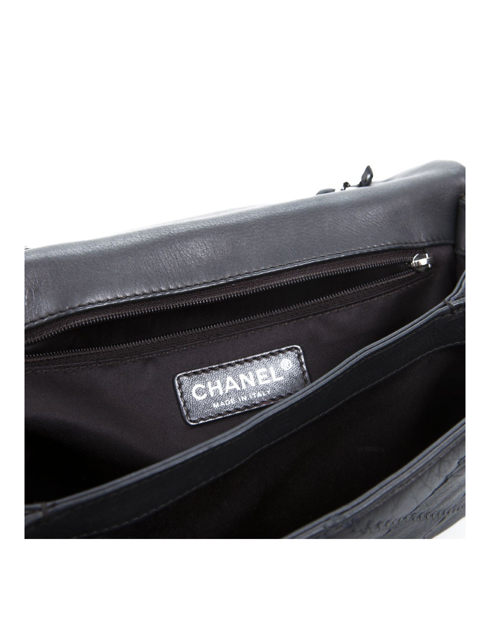 Slate gray CHANEL quilted leather bag