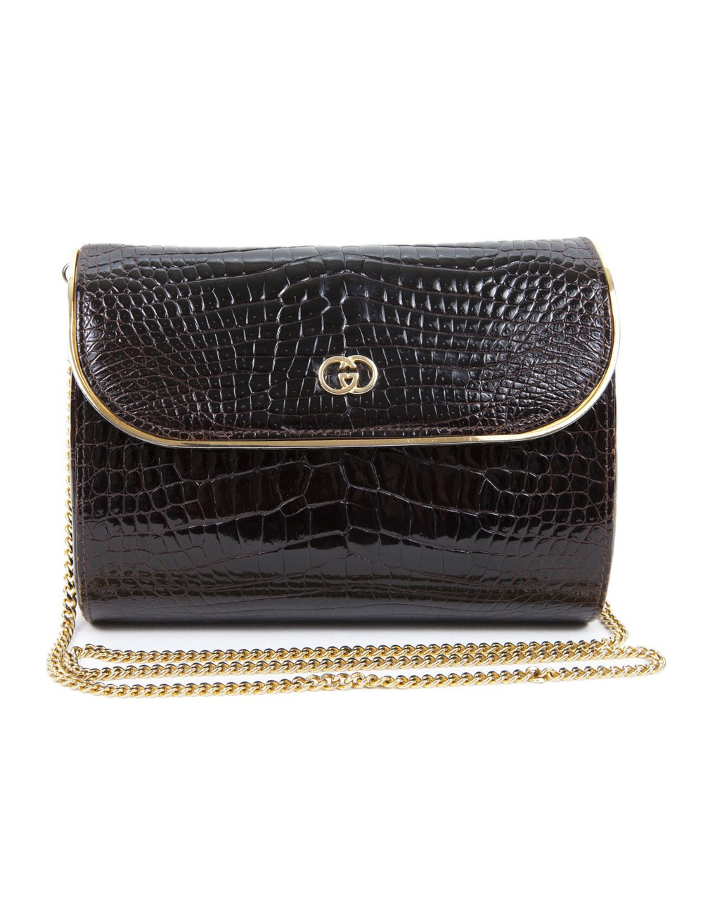 Minaudière GUCCI croco marron Vintage