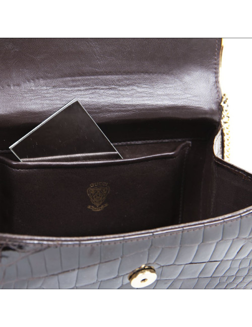 Minaudière GUCCI croco marron Vintage