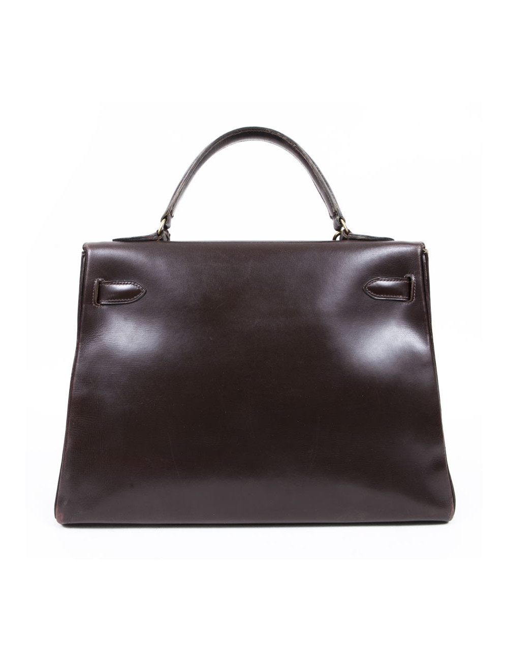 Sac Kelly 32 HERMES cuir box marron Vintage