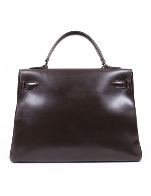 Sac Kelly 32 HERMES cuir box marron Vintage