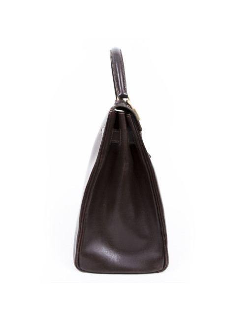 Sac Kelly 32 HERMES cuir box marron Vintage