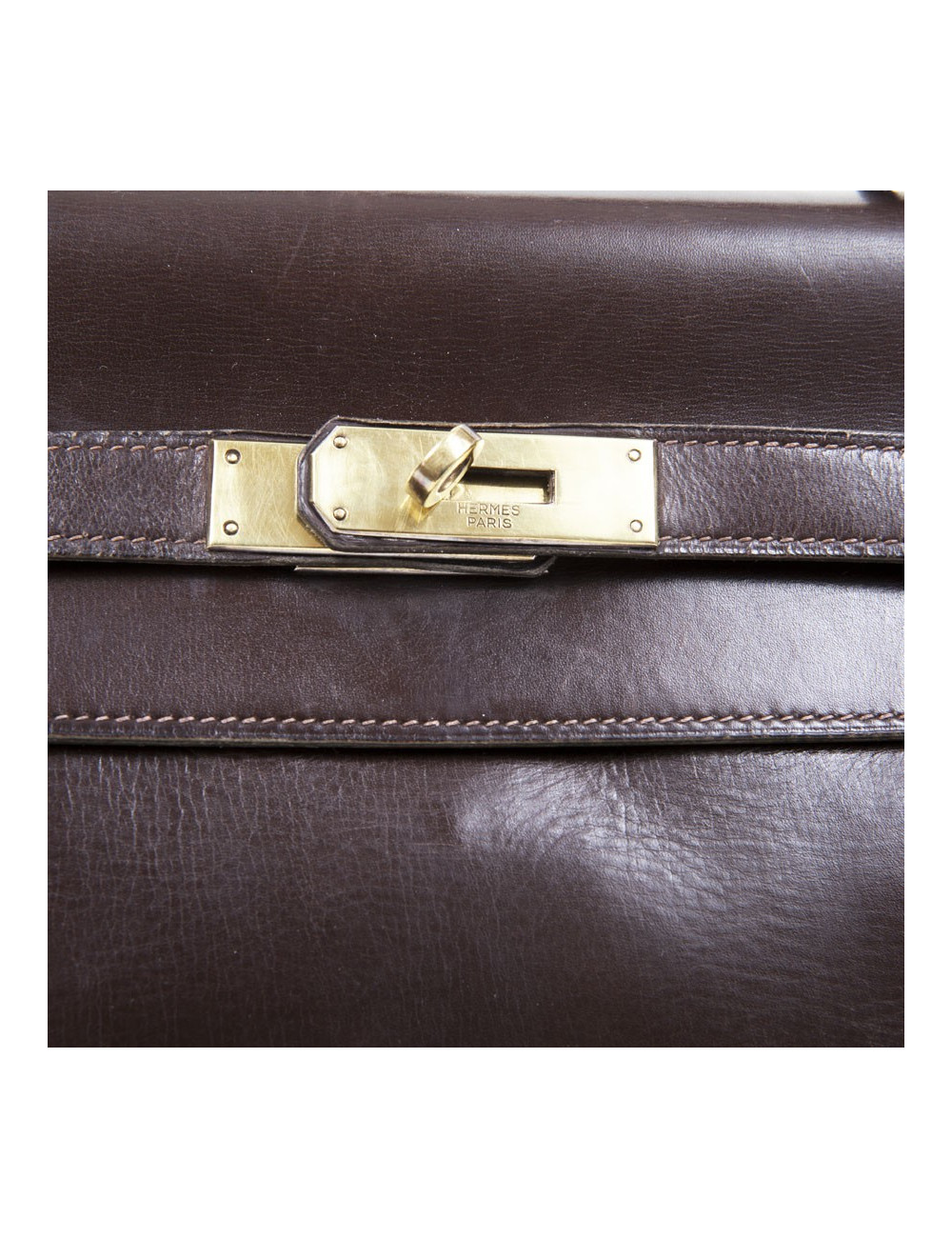 32 leather brown box Vintage HERMES Kelly bag