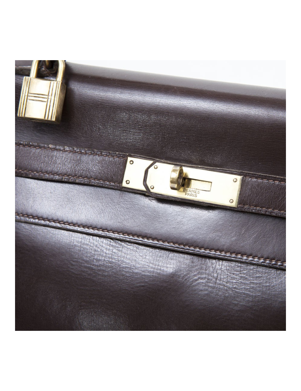 32 leather brown box Vintage HERMES Kelly bag