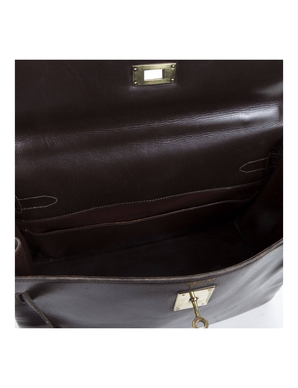 32 leather brown box Vintage HERMES Kelly bag