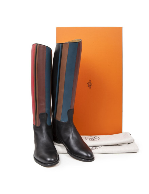HERMES riding boots in multicolored leather size 39FR