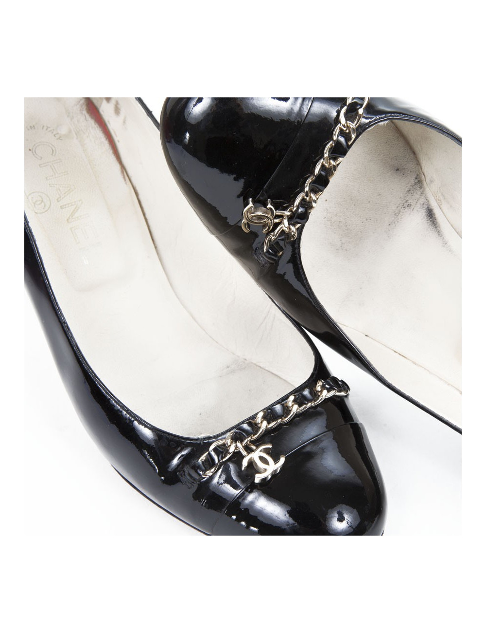 CHANEL shoes T 39.5 C Black patent leather