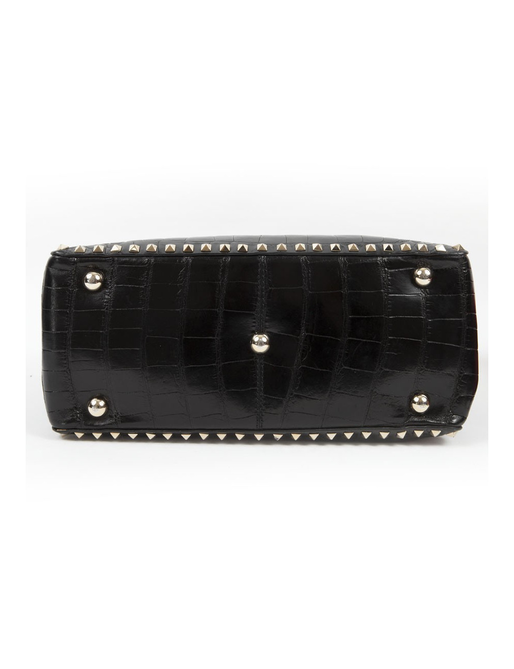 Sac VALENTINO GARAVANI trapèze rockstud crocodile noir